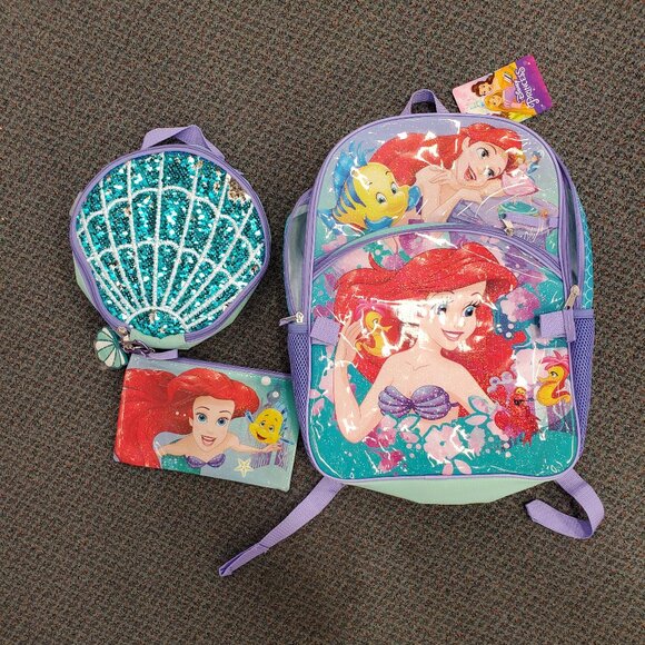 Disney The  Little mermaid 5 piece textured you backpack set - Picture 4 of 4